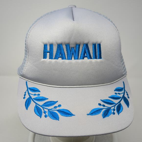 Hawaii Snapback Mesh Back Rope Trucker Hat Gray One Size Embroidered - Picture 2 of 10